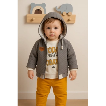 Erkek Bebek Today Baskılı Yağmurluk 3Lü Takım