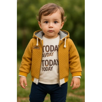 Erkek Bebek Today Baskılı Yağmurluk 3Lü Takım