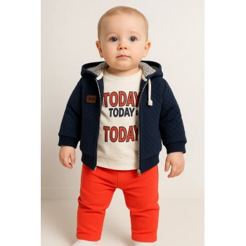 Erkek Bebek Today Baskılı Yağmurluk 3Lü Takım