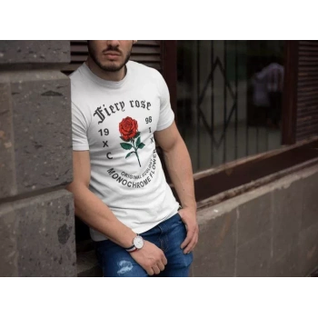 Erkek Bisiklet Yaka Baskılı Oversize TShirt