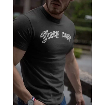 Erkek Bisiklet Yaka Baskılı Oversize TShirt