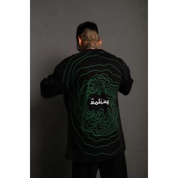 Erkek Bisiklet Yakalı Sırt Baskılı Oversize TShirt