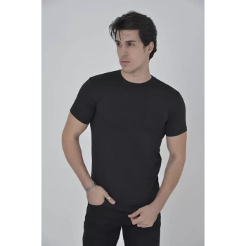 Erkek File Cepli Slim Fit Tshirt