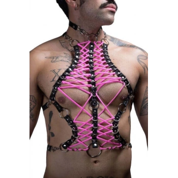 Erkek Lastik Fantazi Göğüs Harness - Brfm192