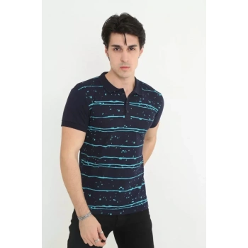 Erkek Yakalı Slim Fit Pike Çizgili TShirt