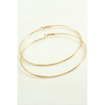 Ezme Çizgili Metal Halka Küpe 8-9-10 cm