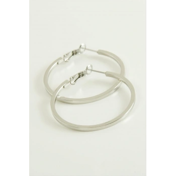 Ezme Lüks Çelik Halka Küpe 4 cm