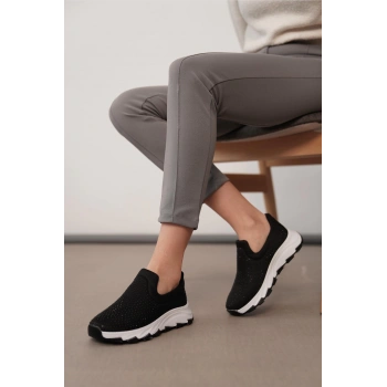 Faylinn Siyah Taşlı Streç Spor Ayakkabı