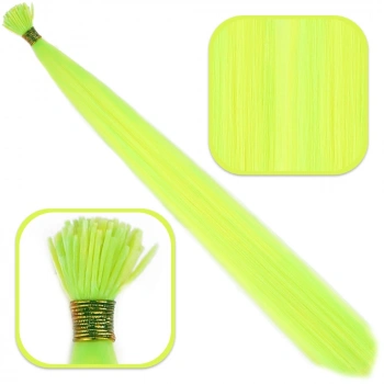 Fiber Sentetik Boncuk Kaynaklık Renkli Saç - Neon Sarı - 100 Adet