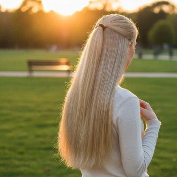 Fiber Sentetik Düz 8 Parça Çıt Çıt - Kumral Beyaz Platin Röfleli