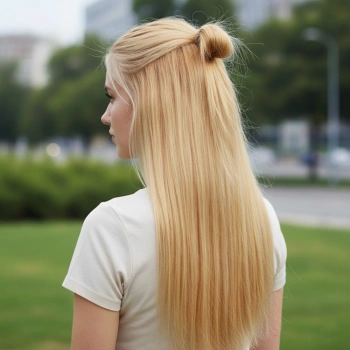 Fiber Sentetik Düz Yarım Ay + 2 Yan Çıt Çıt - Balköpüğü Beyaz Platin Röfleli