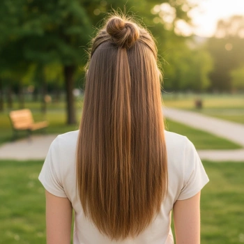 Fiber Sentetik Düz Yarım Ay + 2 Yan Çıt Çıt - Kumral