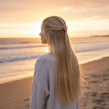 Fiber Sentetik Düz Yarım Ay + 2 Yan Çıt Çıt - Kumral Beyaz Platin Röfleli