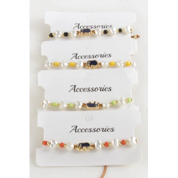 Fil Boncuk İnci Makrome İp Bileklik