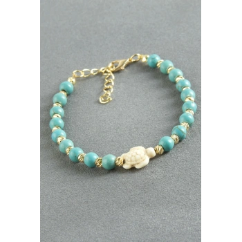 Fil Turkuaz Taşlı Boncuk Bileklik