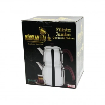 FİLİNTA JUMBO BOY ÇELİK ÇAYDANLIK SETİ ÇİFT KAPAKLI RENKLİ BAKALİT KULP ÜST DEMLİK: 2LT - ALT SULUK: 4LT KENDİNDEN SÜZGEÇLİ (4887)