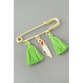 Filistin Püsküllü Broş