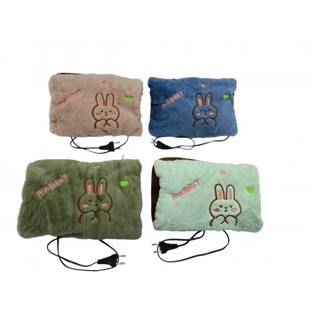 FİŞLİ - ŞARJLI  SICAK SU TORBASI POLAR - KADİFE KUMAŞ -HAYVAN NAKIŞLI (4887)