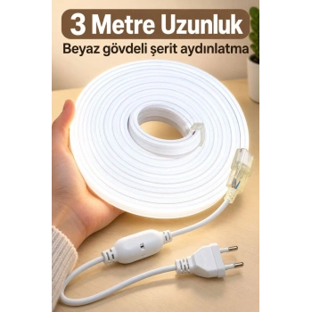 Fişli Şerit Aydınlatma Beyaz Işık 3 Metre