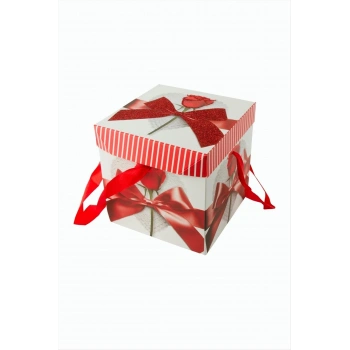 Fiyong Gül Simli Kare Hediyelik Kutu 15 cm