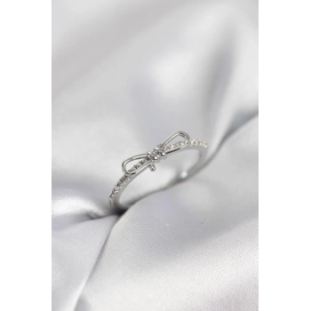 Fiyonk Model Zirkon Taşlı Gümüş Renk Kadın Yüzük - TJ-BYK4096