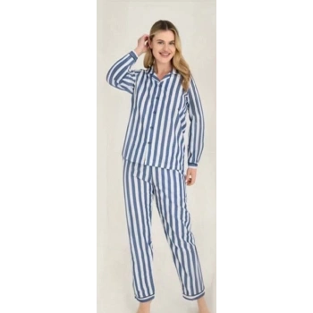 Freshness 4007 Kadın Uzun Kol Çizgili Gaffuriye Pijama Takımı