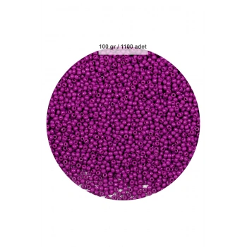 Fuşya Renk 4 mm Yaklaşık 1100 adet / 100 gram Cam Boncuk Oya Yazma Bileklik ve Kolye