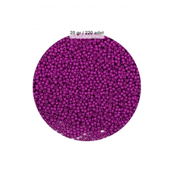 Fuşya Renk 4 mm Yaklaşık 220 adet/20 gram Cam Boncuk Oya Yazma Bileklik ve Kolye