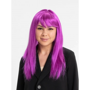 Fuşya Renk Düz Kesim Uzun Parti Peruğu Takma Saç (4887)