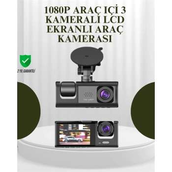 G-Sensörlü 3lü Kayıtlı Araç Kamerası