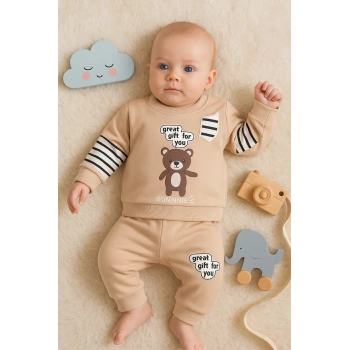 Gift For You Desenli 2li % 100 Pamuk Erkek Bebek Takımı