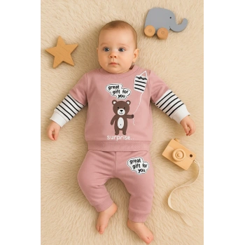 Gift For You Desenli 2li % 100 Pamuk Kız Bebek Takımı