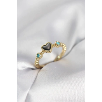 Gold Renk Hematit Taşlı Kadın Yüzük - TJ-BYK4155