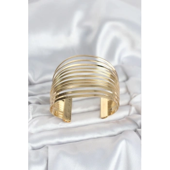 Gold Renk Pirinç Kaburga Model Kadın Bileklik - TJ-BB8065