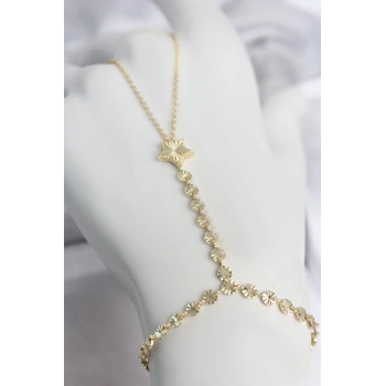 Gold Renk Pirinç Lazerli Yıldız Model Zirkon Taşlı Şahmeran TJ-SN785