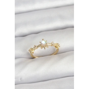 Gold Renk Pirinç Yıldız Model Kadın Yüzük - TJ-BYK3913