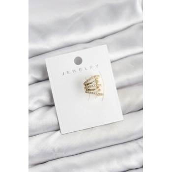 Gold Renk Pirinç Zirkon Taşlı Kıkırdak Earcuff Küpe - TJ-BKP11619