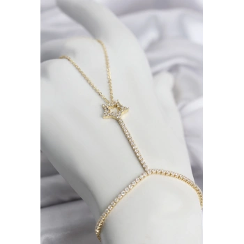Gold Renk Pirinç Zirkon Taşlı Yıldız Model Şahmeran TJ-SN775