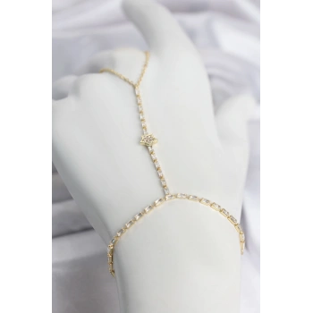 Gold Renk Pirinç Zirkon Taşlı Yıldız Model Şahmeran TJ-SN789