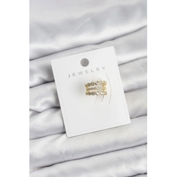 Gold Renk Zirkon Taşlı Pirinç Kıkırdak Earcuff Küpe - TJ-BKP11617