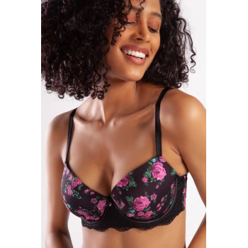Golshan Gardenia Big size Plunge Bra, Siyah Konforlu ve Şık Sütyen