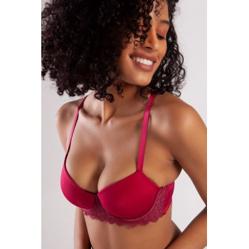 Golshan Garland Big size Plunge Bra, Şarap Rengi Konforlu ve Şık Sütyen