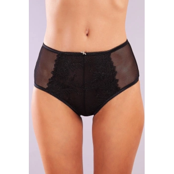 Golshan Gaspara Control Slip, Kadın Güpürlü Tül Siyah Renk Yüksek Bel Külot