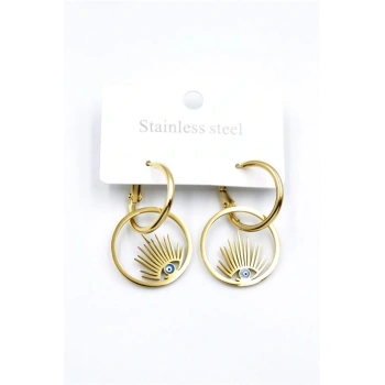 Göz Çelik Halka Küpe - Altın