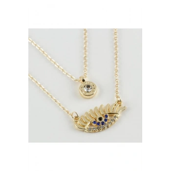 Göz Figürlü Yeni Sezon İkili Kolye