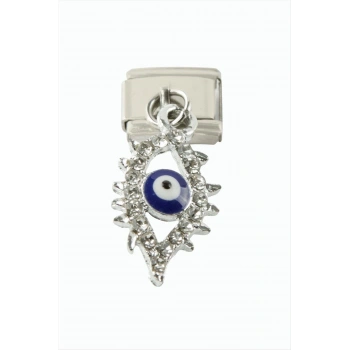Göz Zirkon Taşlı Sallatılı Çelik Charm