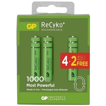 GP RECYKO 950 MAH AAA İNCE 4+2 6LI ŞARJLI PİL PAKET FİYATI (4887)