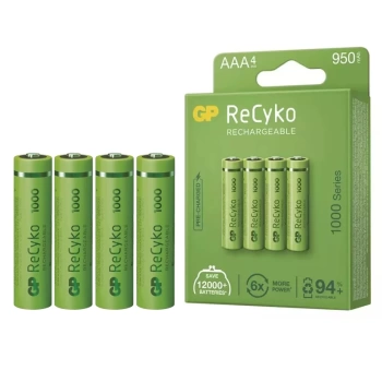 GP RECYKO 950 MAH AAA İNCE 4LÜ ŞARJLI KALEM PİL GP100AAAHCE-2EB4 (GPRHC103E001) (4887)