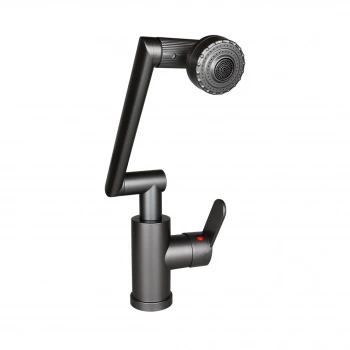 GRİ - 1080 DERECE DÖNEBİLEN ÇOK FONKSİYONLU MUSLUK BATARYA KTX-3308 (4887)