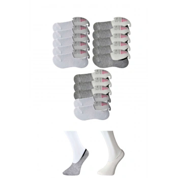 Gri ve Beyaz Kadın Babet Çorap 15 çift